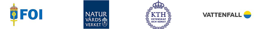 Logotyperna för FOI, KTH, Naturvårdsverket och Vattenfall.