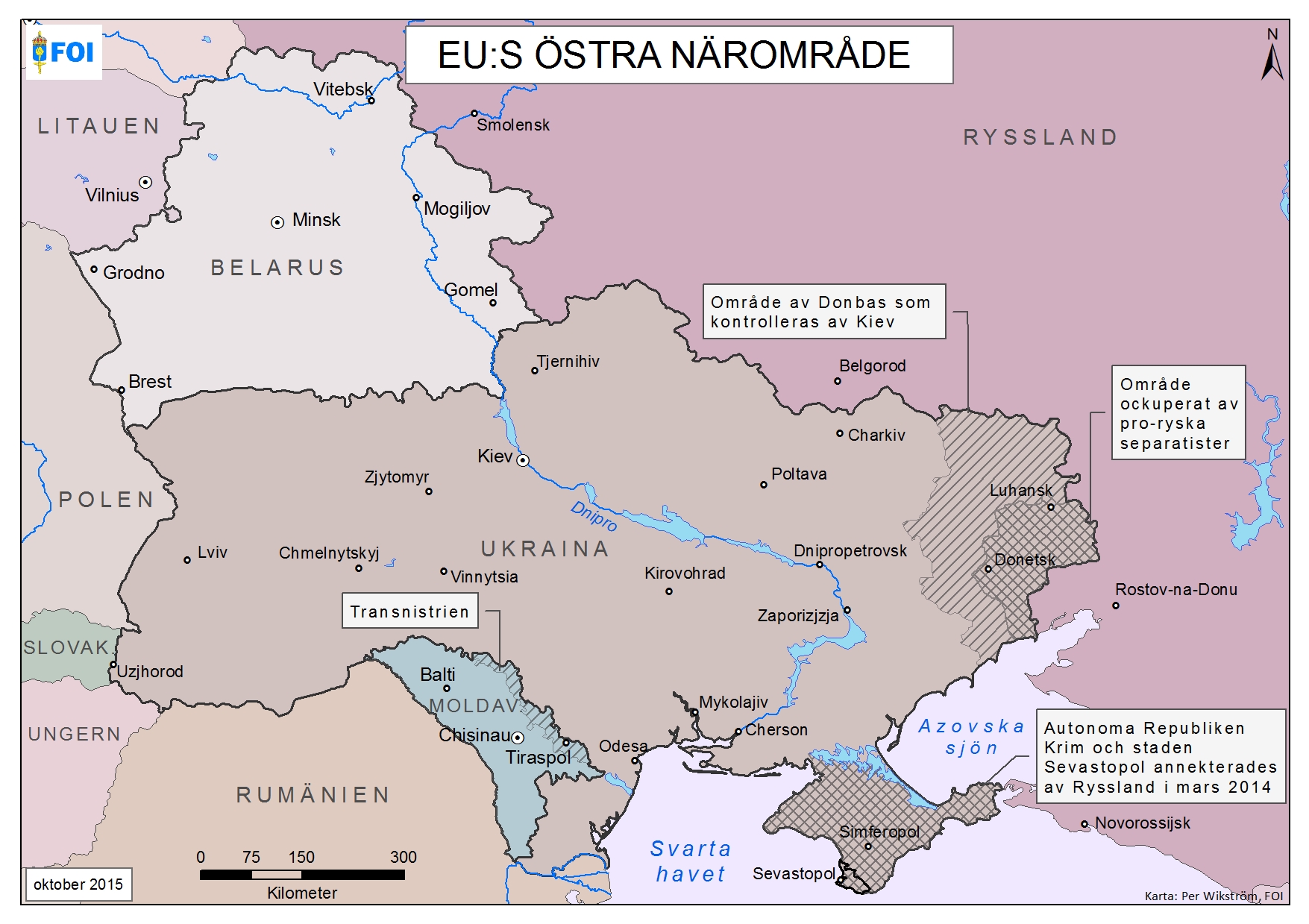 Karta över EU's östra närområde